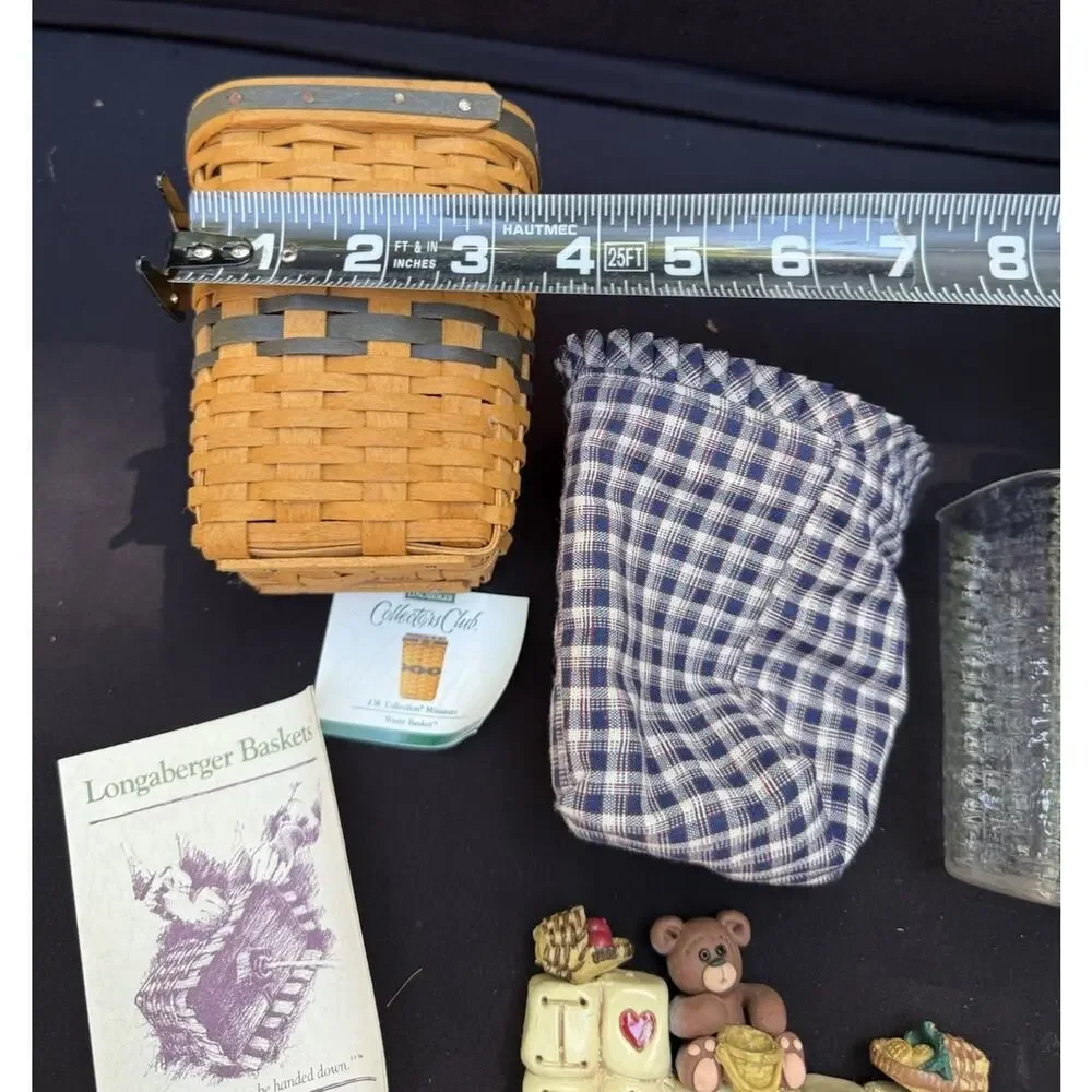 Longaberger 1997 Waste Basket Combo J W Collection Miniature Complete & Figurine
